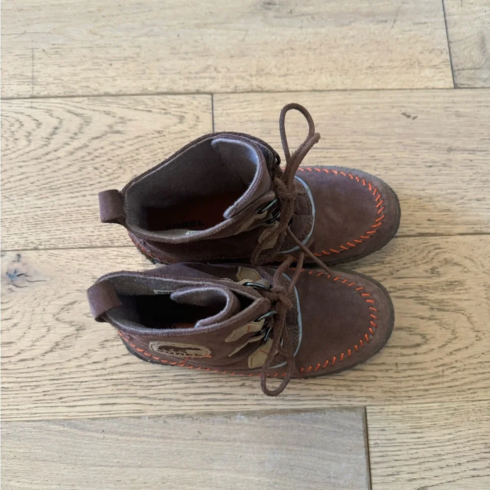 Sorel Joplin Rubber Bottoms Lace Up‎ Suede Leather Booties Girls Sz 5